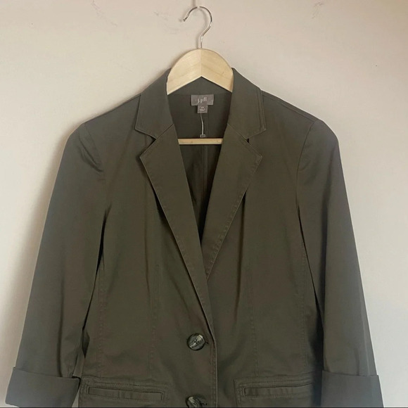 JJill Army Green Utility Blazer Jacket Coat Size XS Classic Capsule Staple - Picture 7 of 13